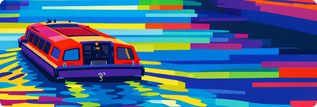 graphic image of boat on the river liffey