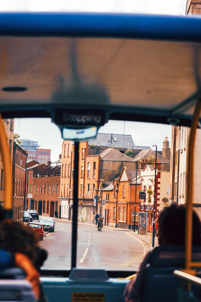 dublin city view from bus