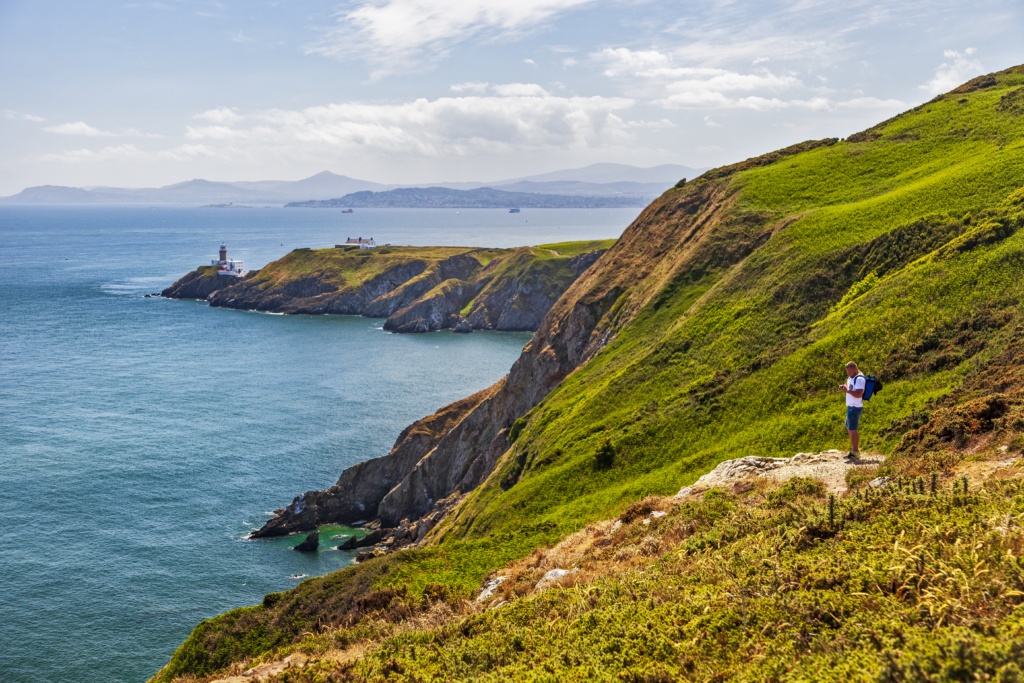 View of Dublin Bay and the Baily Lighthouse from the Howth Cliff walk